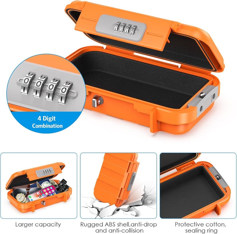 AMIR Portable Combination Lock Box, Security Case Lock Box with Code, Waterproof Anti-Theft Mini Travel Safe Box with Removable Chain, Portable Lock Box for Dorm Beach Hotel - Image 3